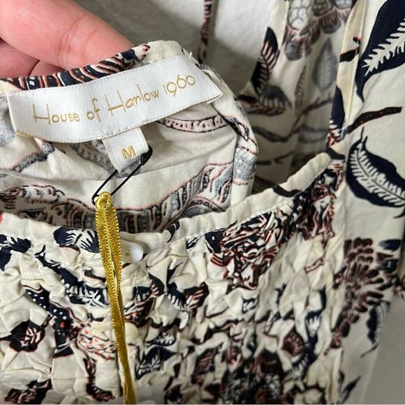 NWT House Of Harlow Ozzie Mini Dress Puff Sleeve Smocked Womens Size M - Picture 6 of 8